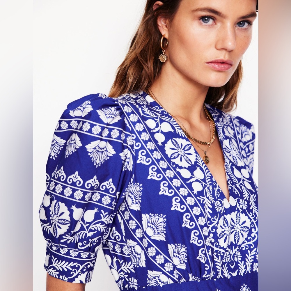 Boden Royal Blue and White Printed Maxi Dress - Picture 2 of 7